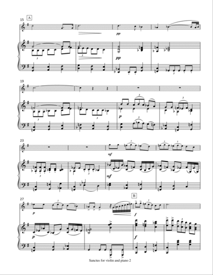 Sanctus (for violin and piano) Violin Solo scores gallery preview page 3
