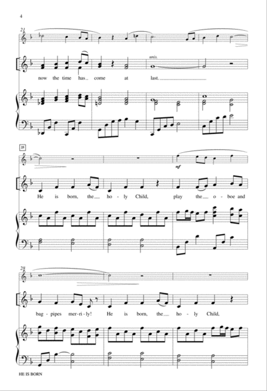 He Is Born He Is Born Unison Choir scores gallery preview page 4