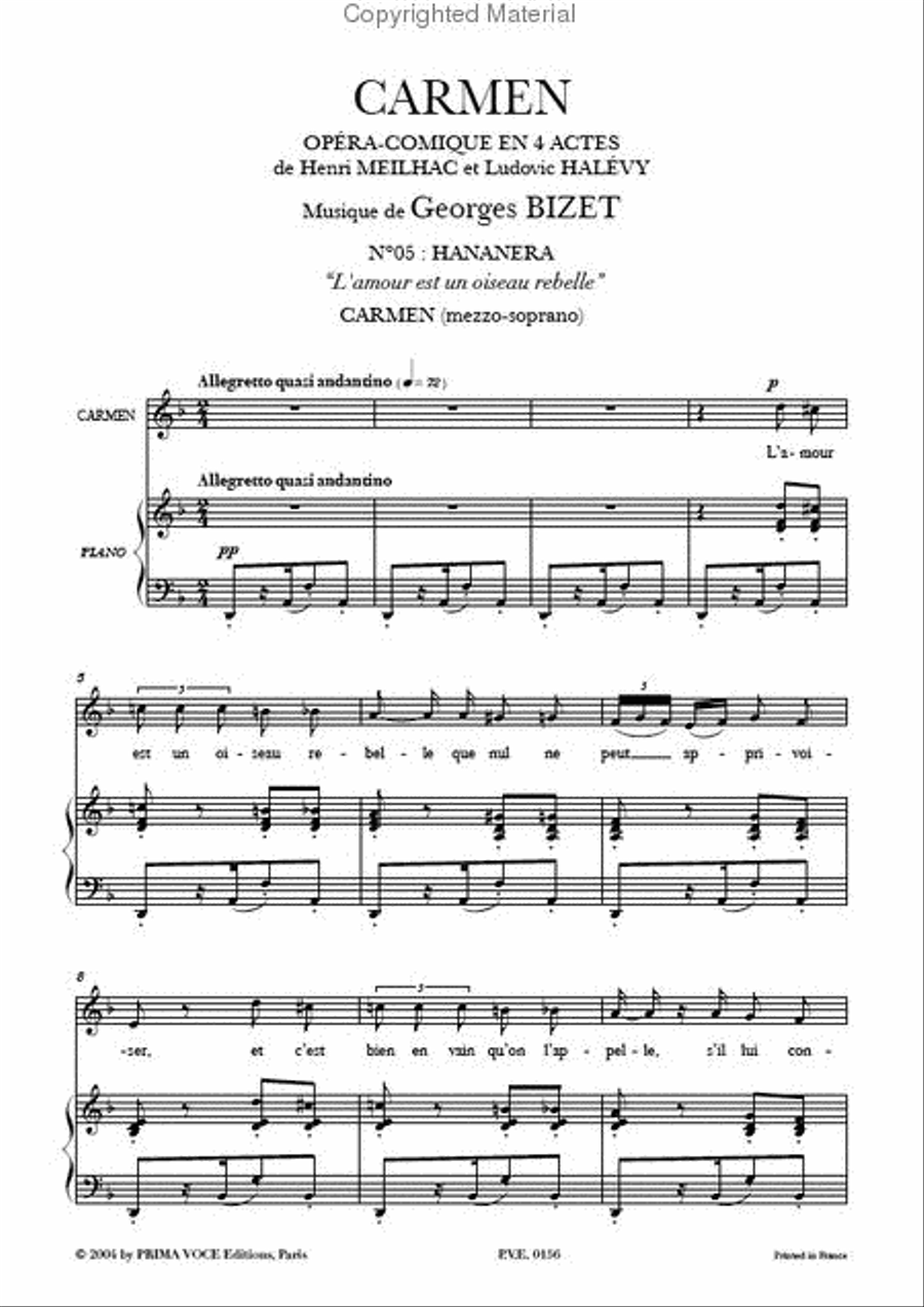 L'amour est un oiseau rebelle from Carmen Mezzo-Soprano Voice scores gallery preview page 2