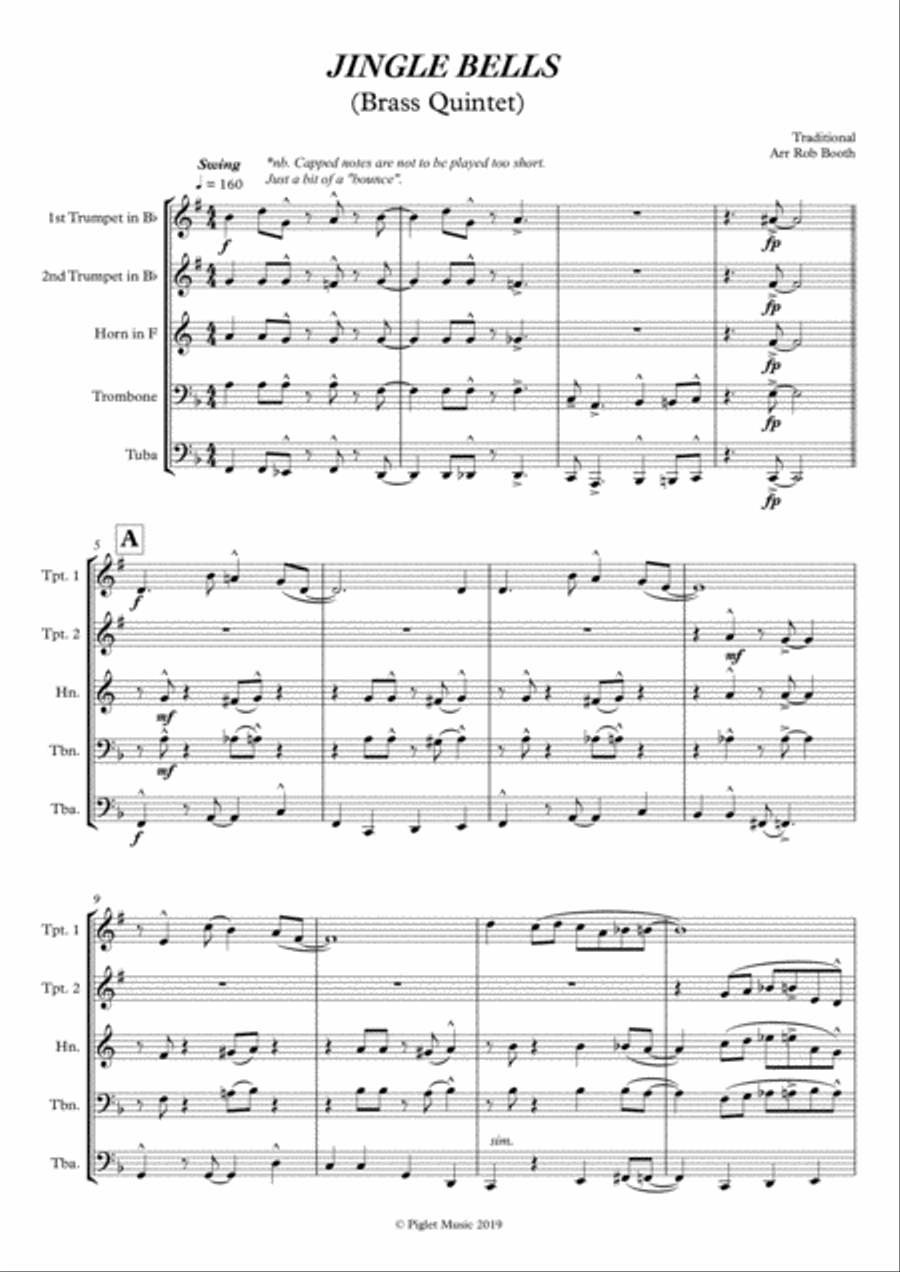 Jingle Bells - Brass Quintet Brass Quintet scores gallery preview page 2