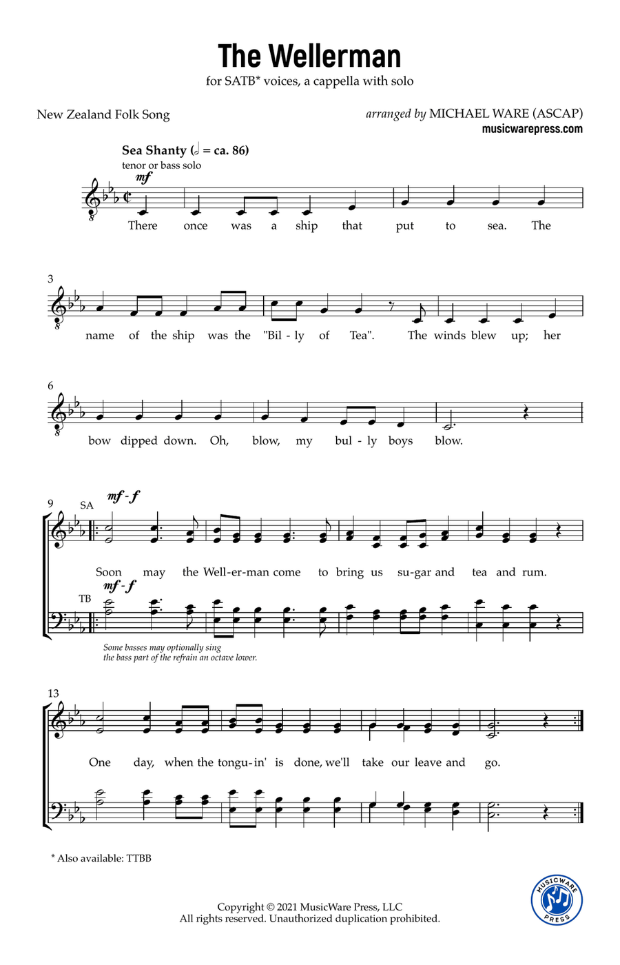 The Wellerman (SATB) 4-Part scores gallery preview page 2