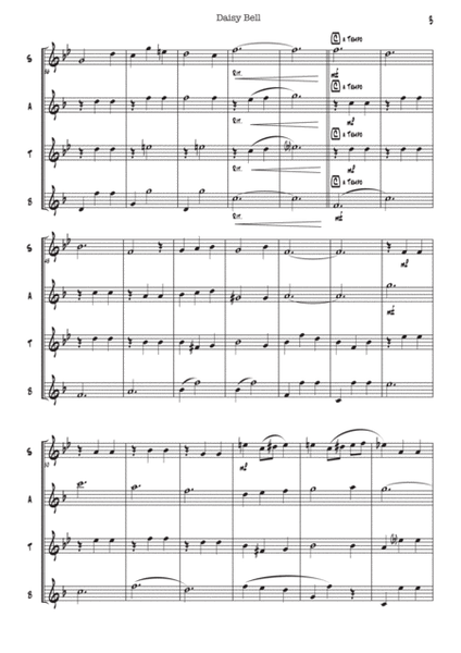 Daisy Bell (Bicycle Built for Two) by Harry Dacre, for saxophone quartett, SATB image number null