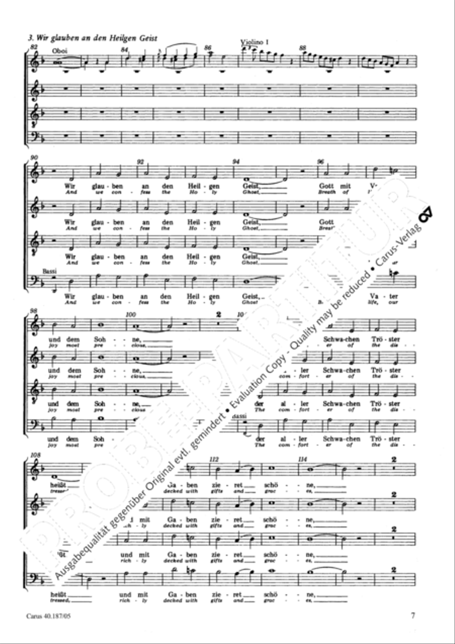 We all believe in one true God (Wir glauben all an einen Gott) 4-Part scores gallery preview page 8
