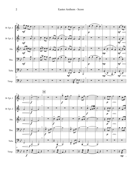 Easter Anthem (William Billings) — brass quintet, timpani image number null