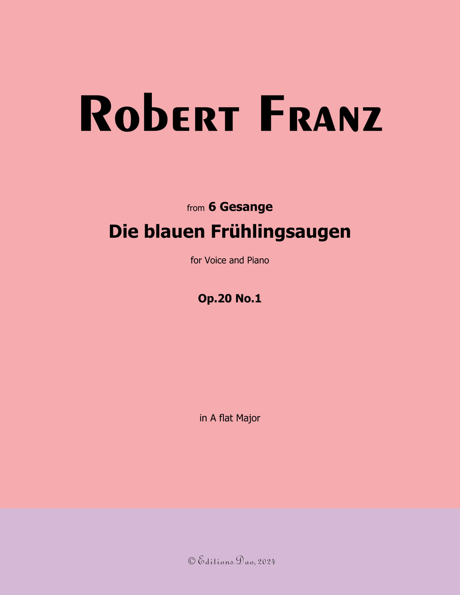 Die blauen Fruhlingsaugen, by Robert Franz, in A flat Major Voice scores gallery preview page 1