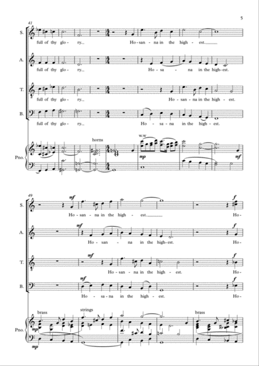 Christmas Hosana - choir and piano 4-Part scores gallery preview page 5