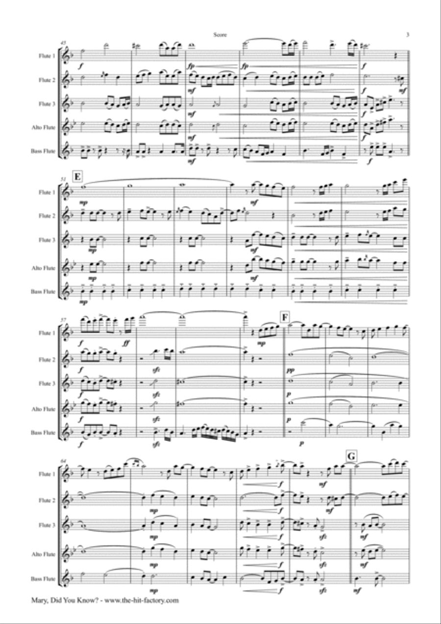 Mary, Did You Know? Flute Quartet scores gallery preview page 3