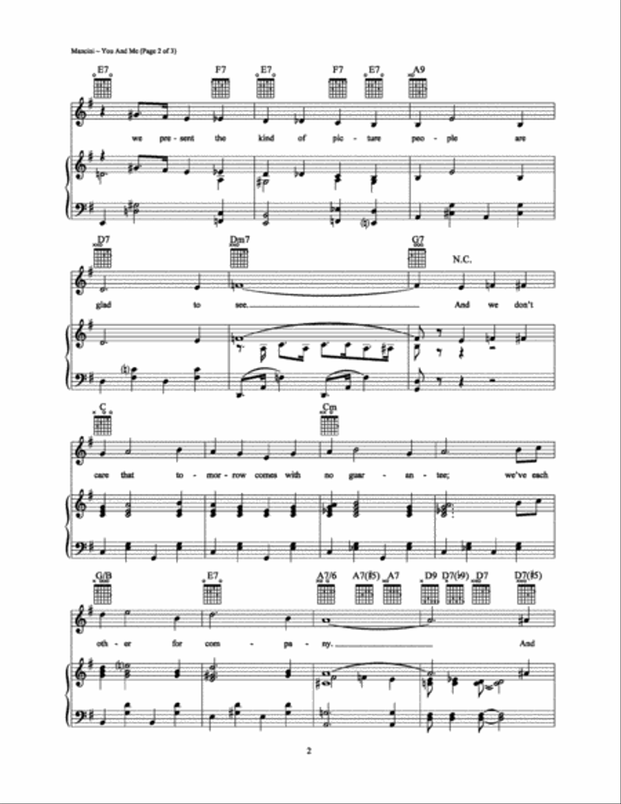 You and Me Piano, Vocal, Guitar scores gallery preview page 2