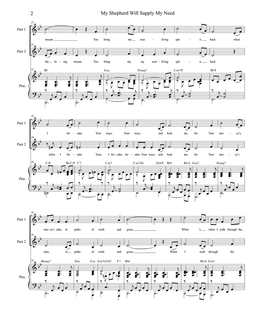 My Shepherd Will Supply My Need (for 2-part choir) 2-Part scores gallery preview page 3