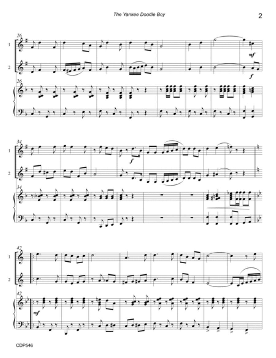 YANKEE DOODLE BOY - CLARINET DUET with Piano Accompaniment Clarinet Duet scores gallery preview page 2