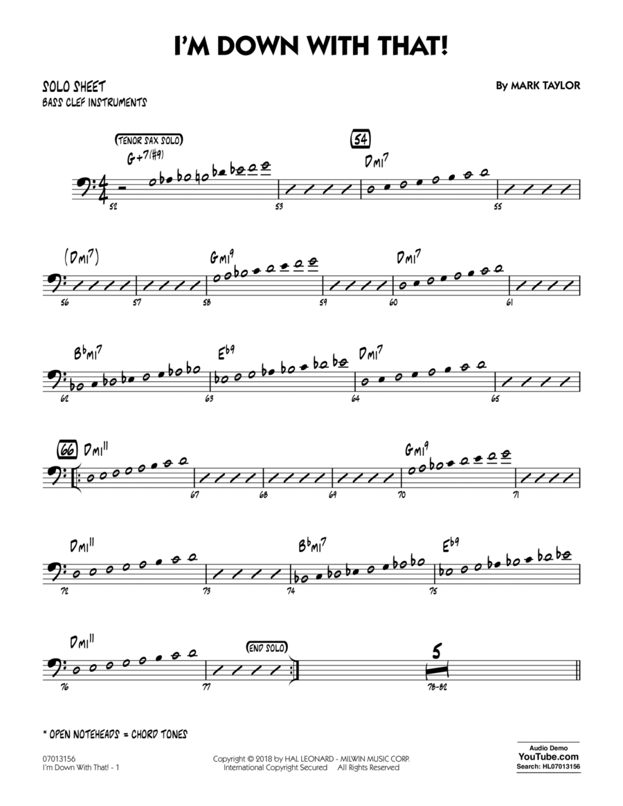 I'm Down With That! - Bass Clef Solo Sheet Part scores gallery preview page 1