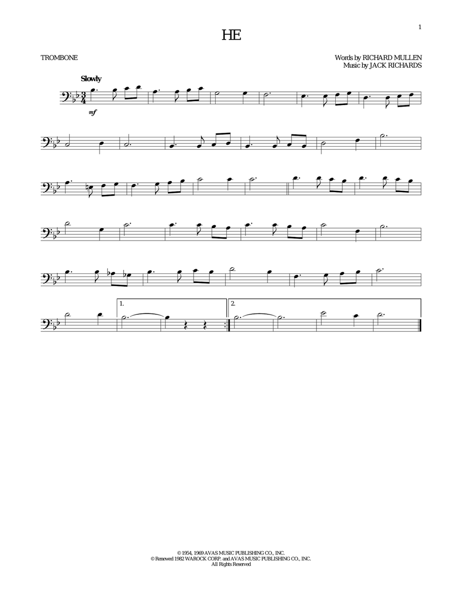 He Trombone Solo scores gallery preview page 1