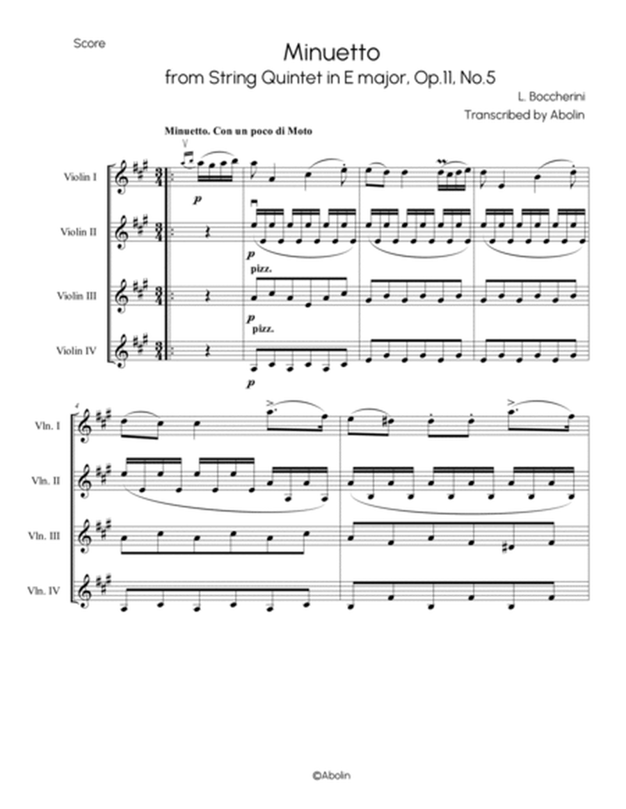Boccherini: Minuetto (Minuet) - Violin Quartet image number null