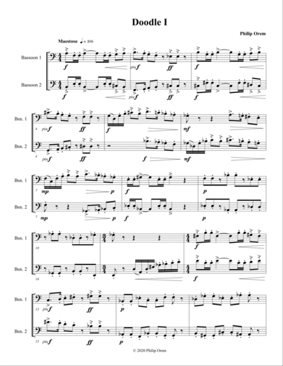 Doodles (for two bassoons) Bassoon Solo scores gallery preview page 3