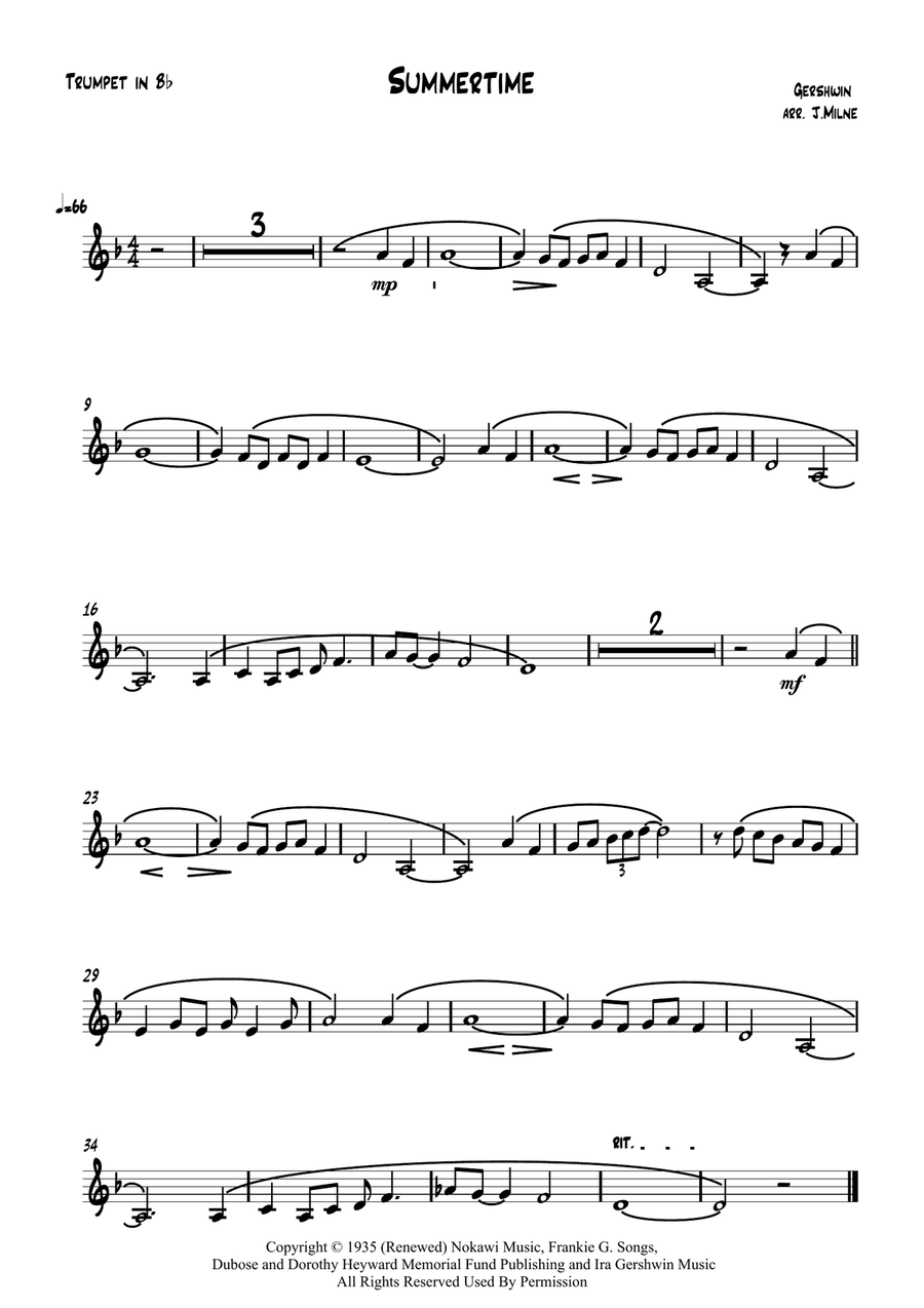 Summertime Trumpet Solo scores gallery preview page 2
