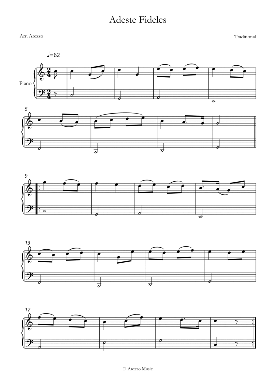 adeste fideles Easy Piano sheet music Chamber Music scores gallery preview page 1