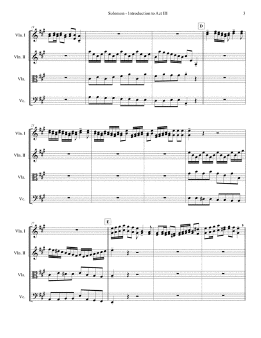 Solomon, Introduction to Act III, Entrance of the Queen of Sheba (score only) String Orchestra scores gallery preview page 5
