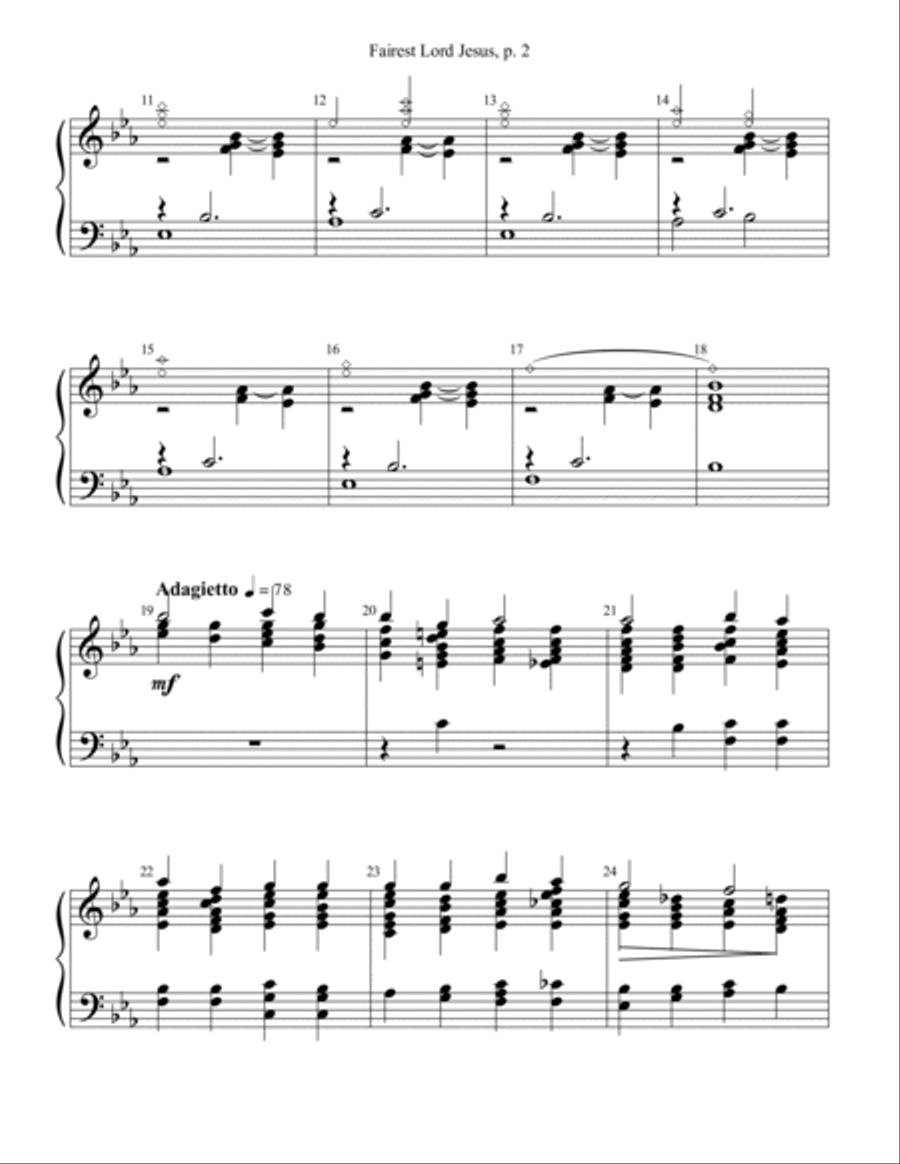 Fairest Lord Jesus Handbell Choir scores gallery preview page 2