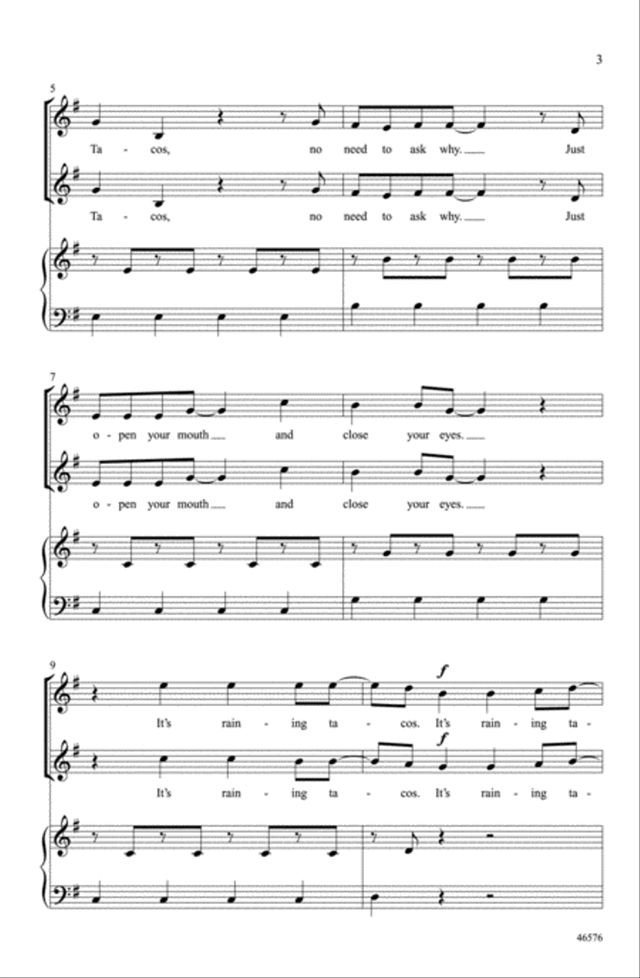Raining Tacos Choir scores gallery preview page 2