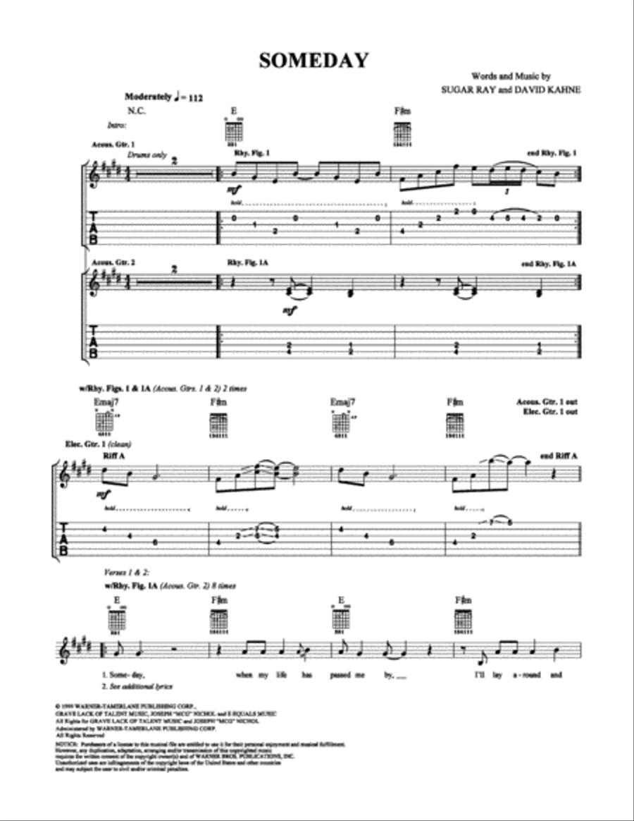 Someday Electric Guitar scores gallery preview page 1