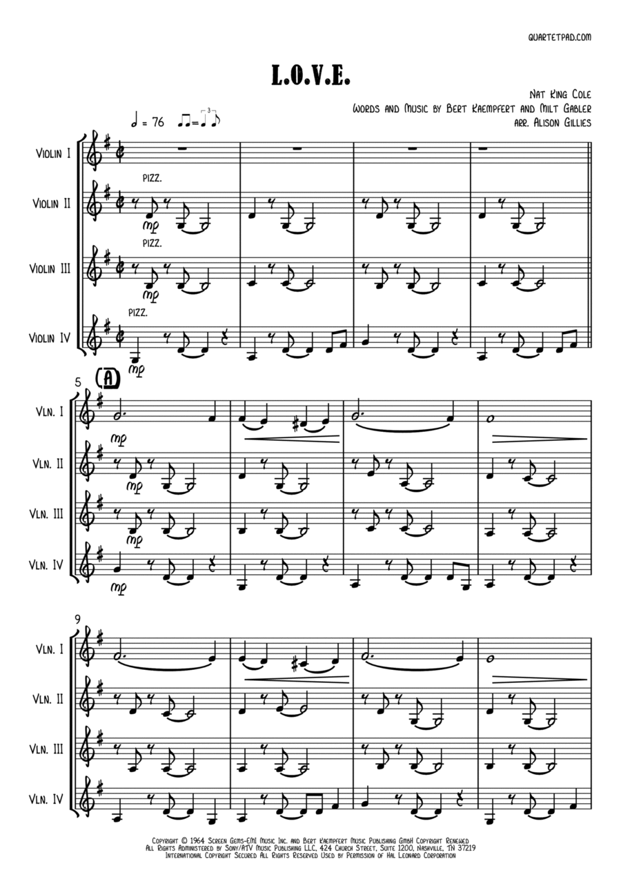 L-O-V-E L-O-V-E Violin scores gallery preview page 1