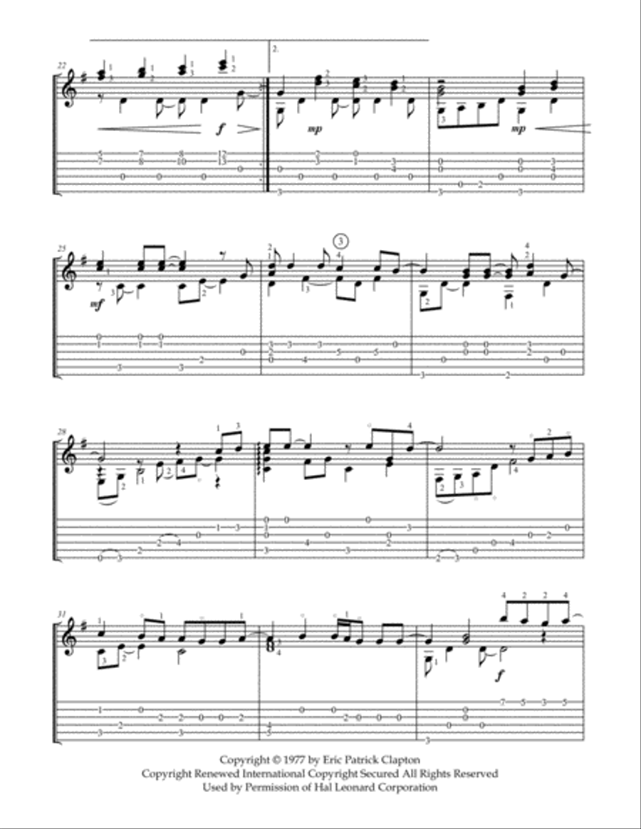 Wonderful Tonight Guitar Tablature scores gallery preview page 3