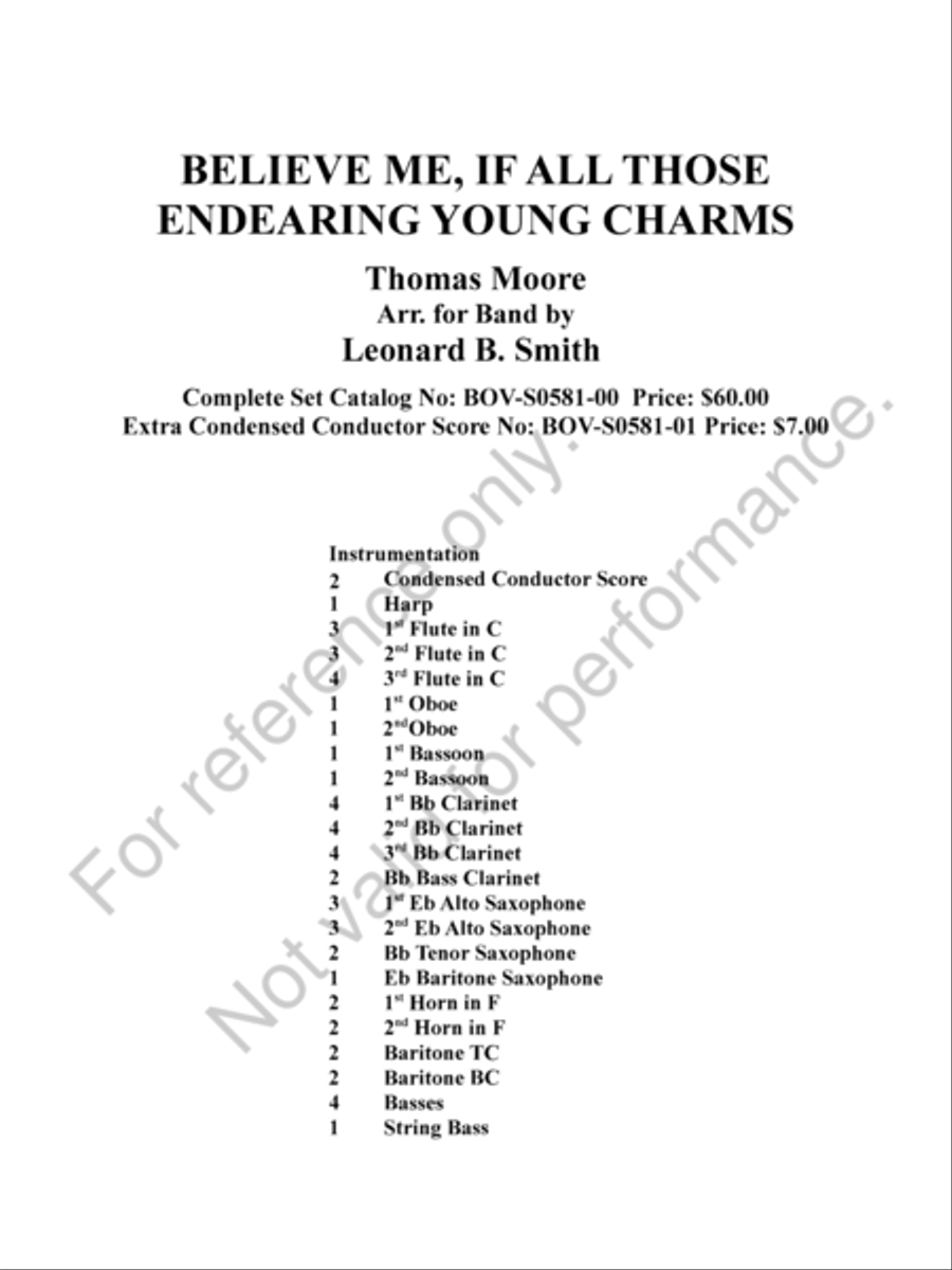 Believe Me, If All Those Endearing Young Charms Concert Band scores gallery preview page 3