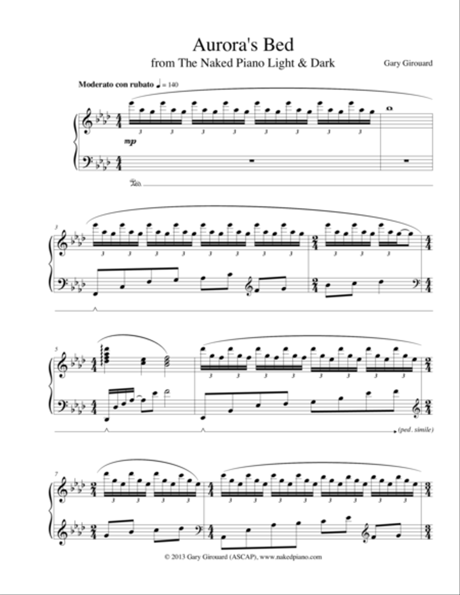 Aurora's Bed Piano Solo scores gallery preview page 1
