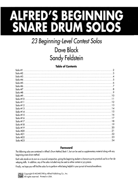 Alfred's Beginning Snare Drum Solos