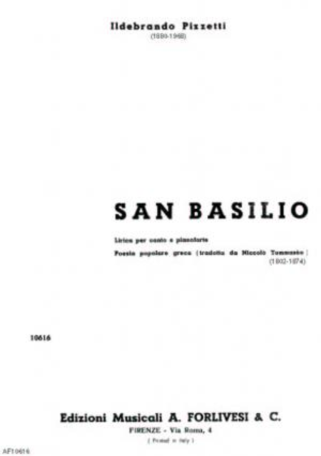 Cinque liriche : per canto e pianoforte, 1912 : n. 3, San Basilio