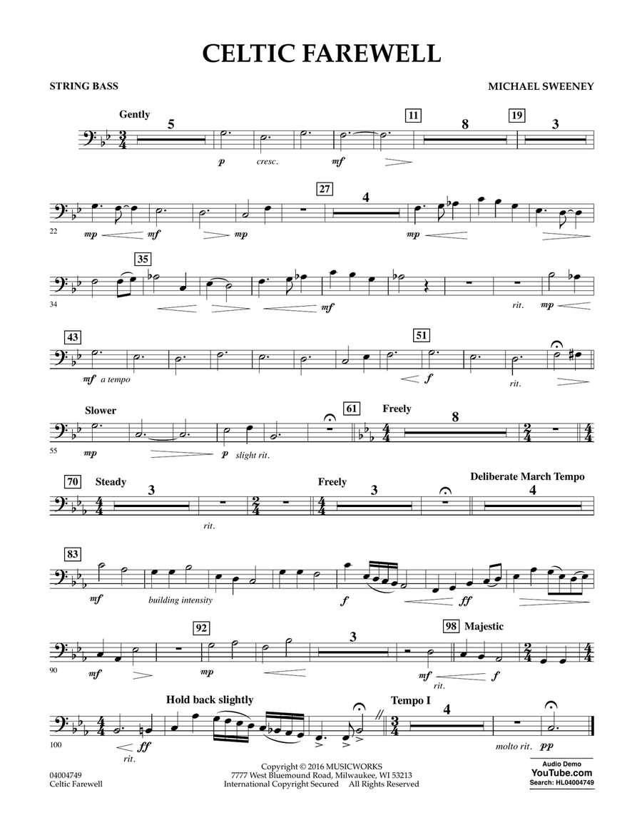 Celtic Farewell - String Bass Concert Band scores gallery preview page 1