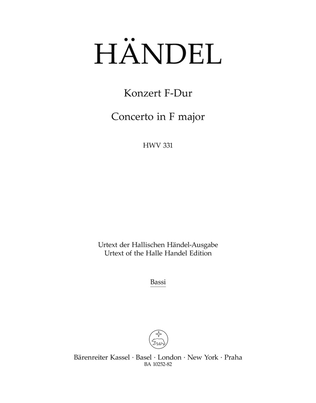 Book cover for Concerto in F major, HWV 331