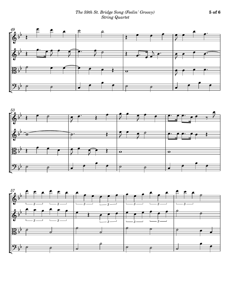 The 59th Street Bridge Song (feelin' Groovy) String Quartet scores gallery preview page 5