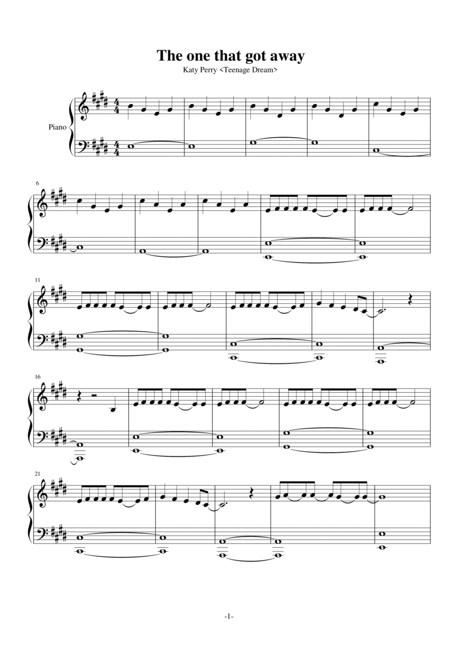 The One That Got Away Piano Solo scores gallery preview page 1