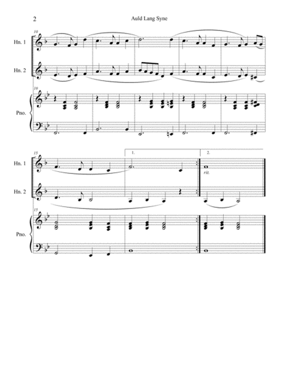 Auld Lang Syne (french horn duet) with optional piano accompaniment image number null