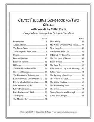 Celtic Fiddler's Songbook for Two Cellos