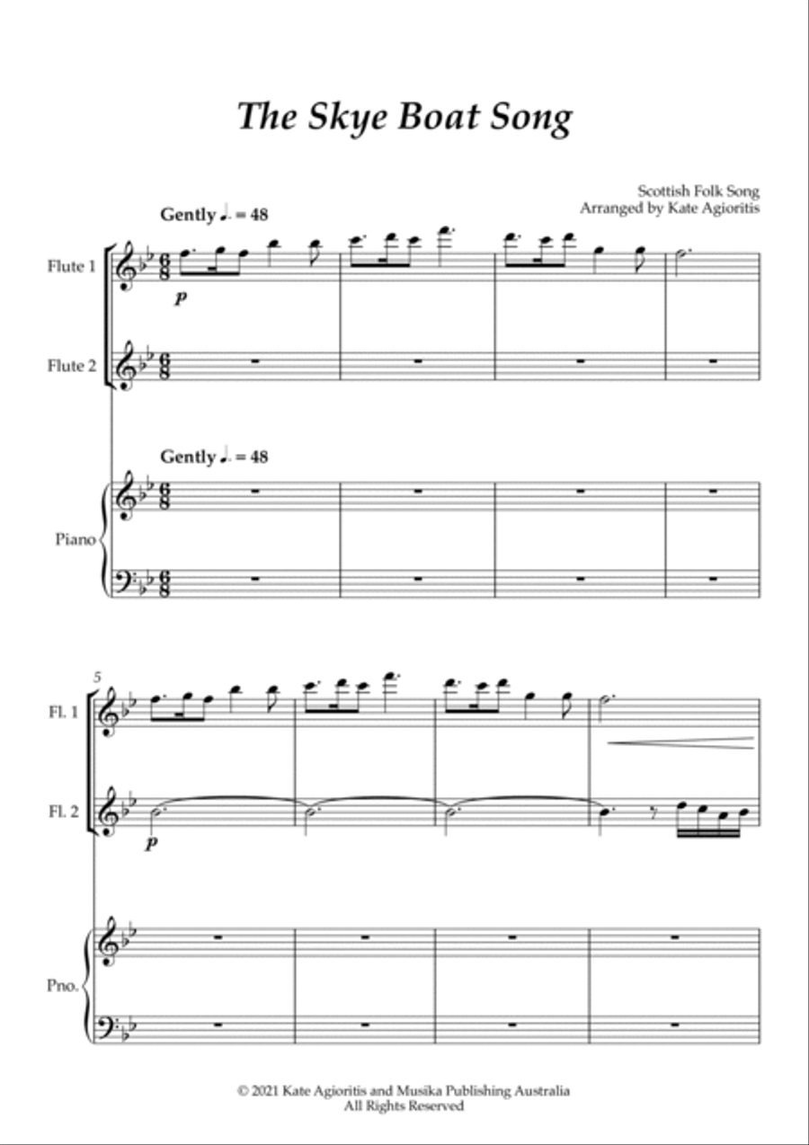 The Skye Boat Song (Theme from 'Outlander') - Flute Duet with Piano Flute Duet scores gallery preview page 3