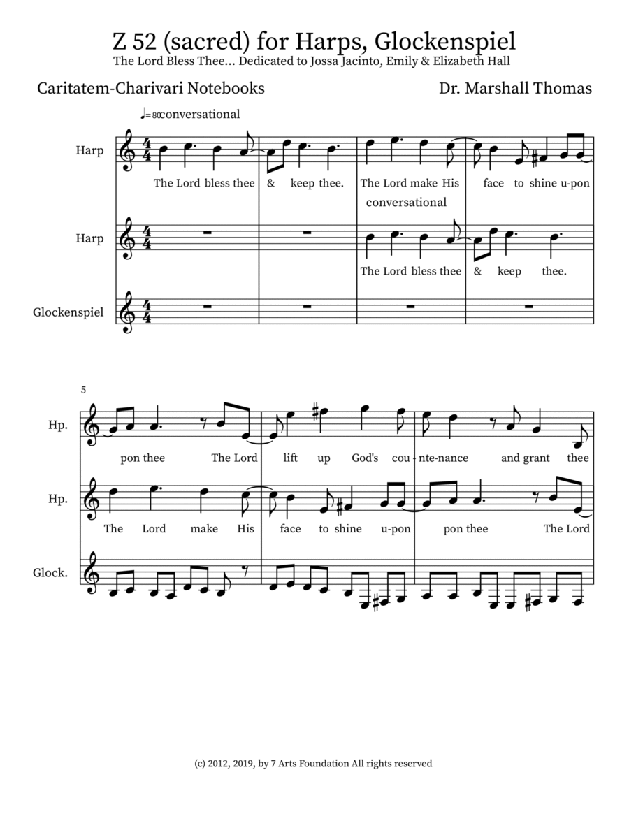 Z 52 (sacred) for Harps, Glockenspiel Small Ensemble scores gallery preview page 1