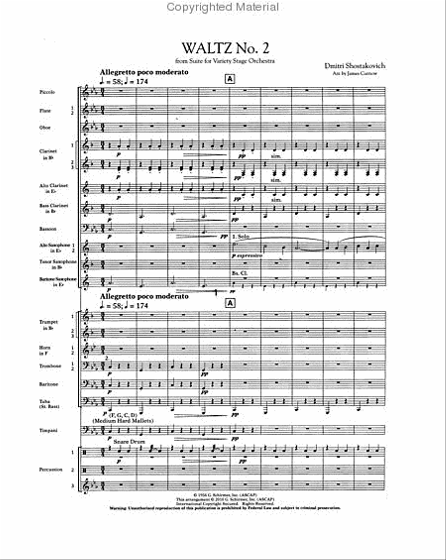 Waltz No. 2 (from Suite for Variety Stage Orchestra) Concert Band scores gallery preview page 2