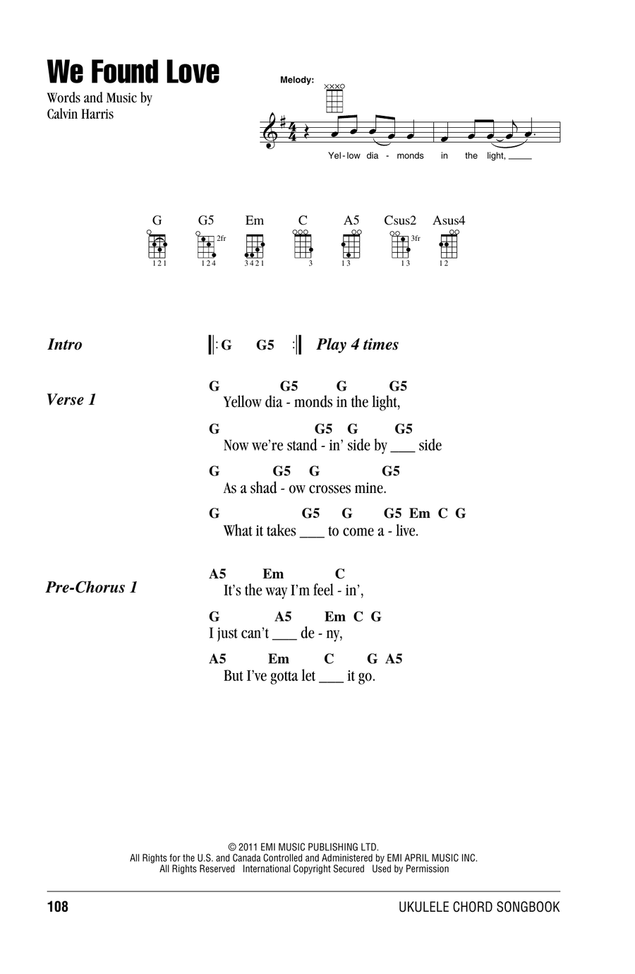 We Found Love Ukulele scores gallery preview page 1