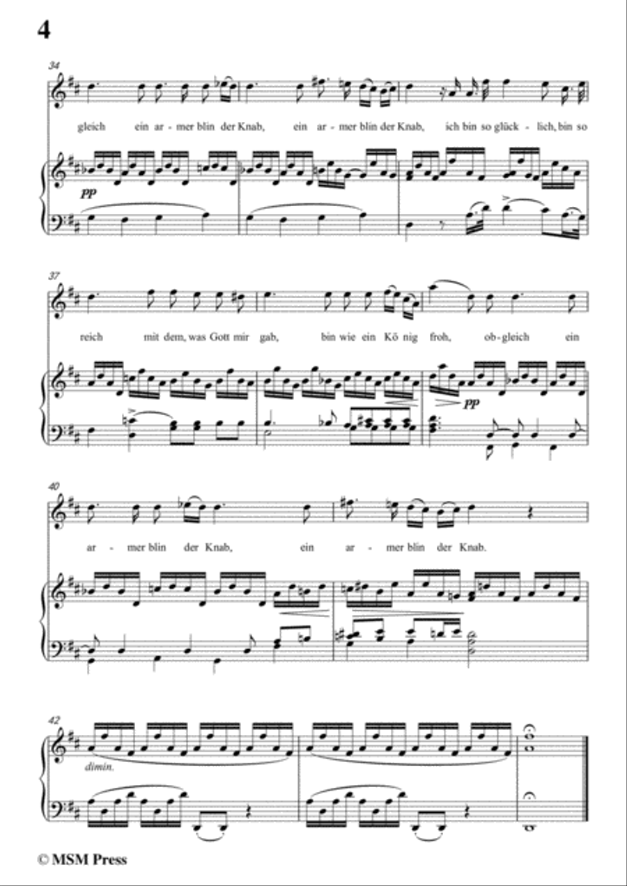 Schubert-Der Blinde Knabe,Op.101,in D Major,for Voice&Piano Voice scores gallery preview page 6