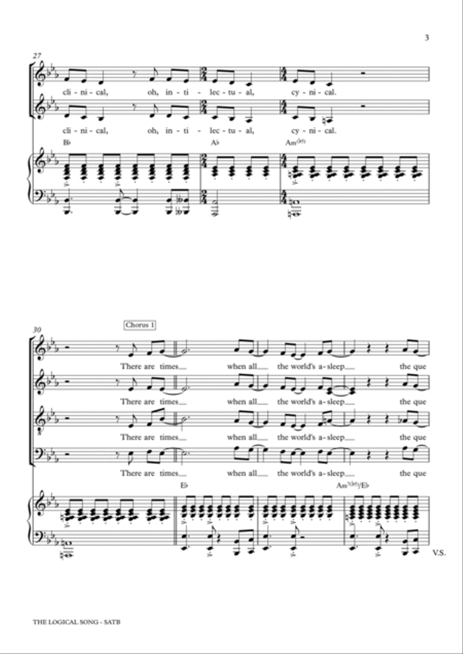 The Logical Song 4-Part scores gallery preview page 3