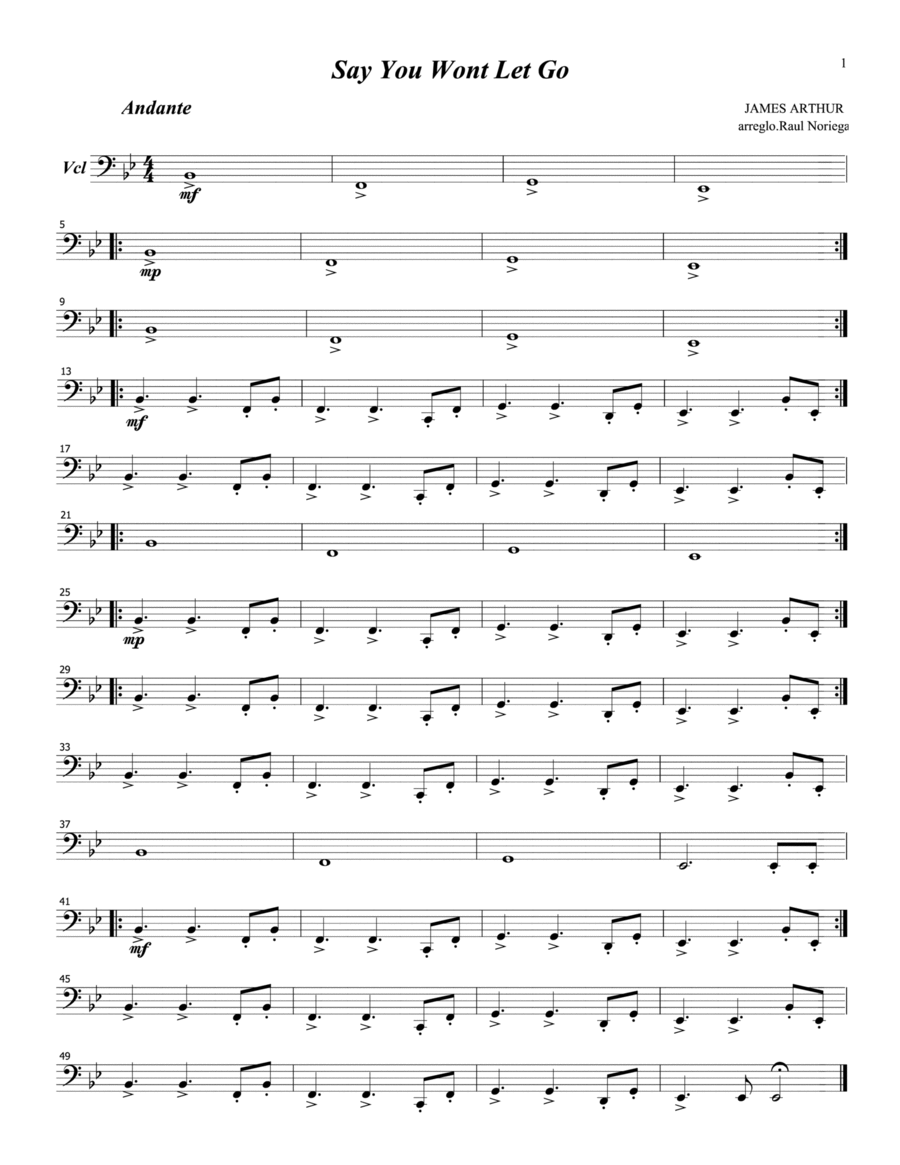 Say You Won't Let Go String Quartet scores gallery preview page 1