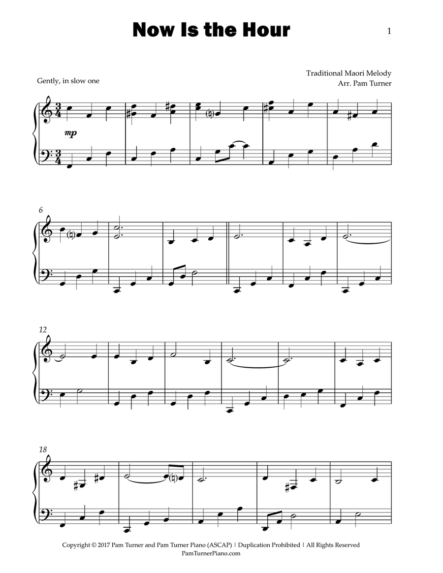 Now is the Hour (Maori Farewell Song) (Intermediate Piano Solo) Piano Solo scores gallery preview page 3