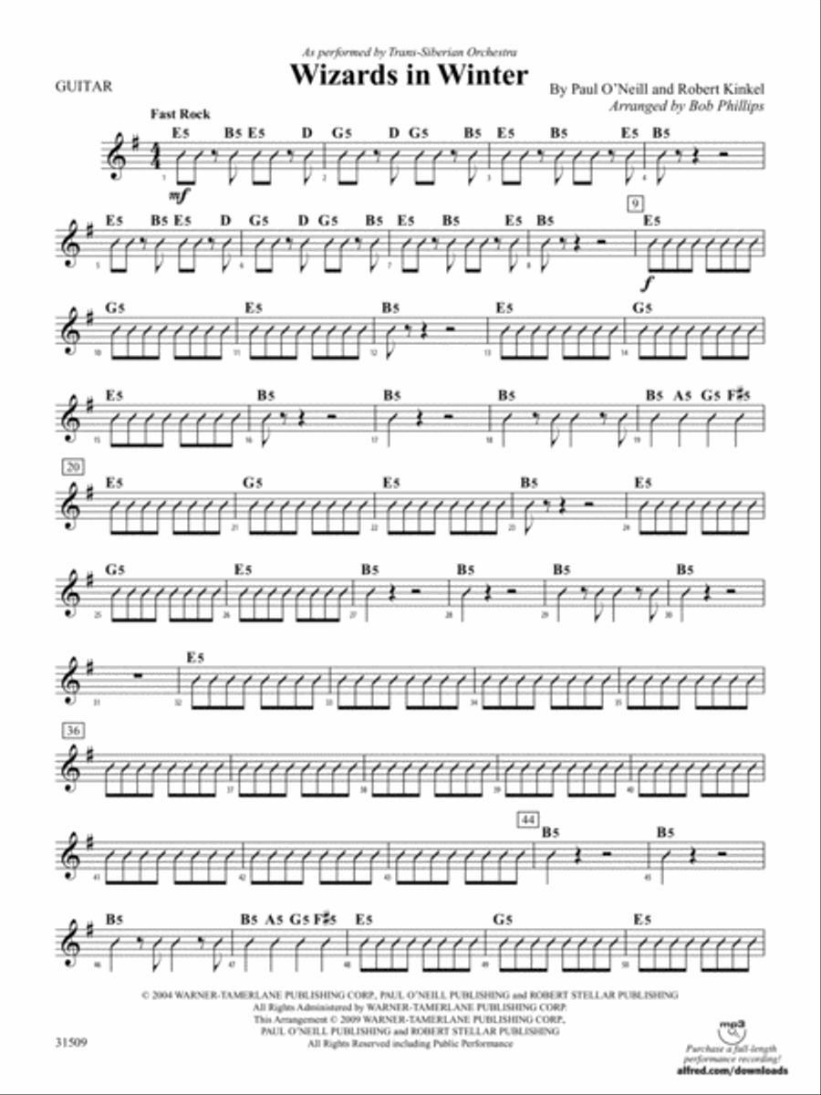 Wizards in Winter: Guitar String Orchestra scores gallery preview page 1
