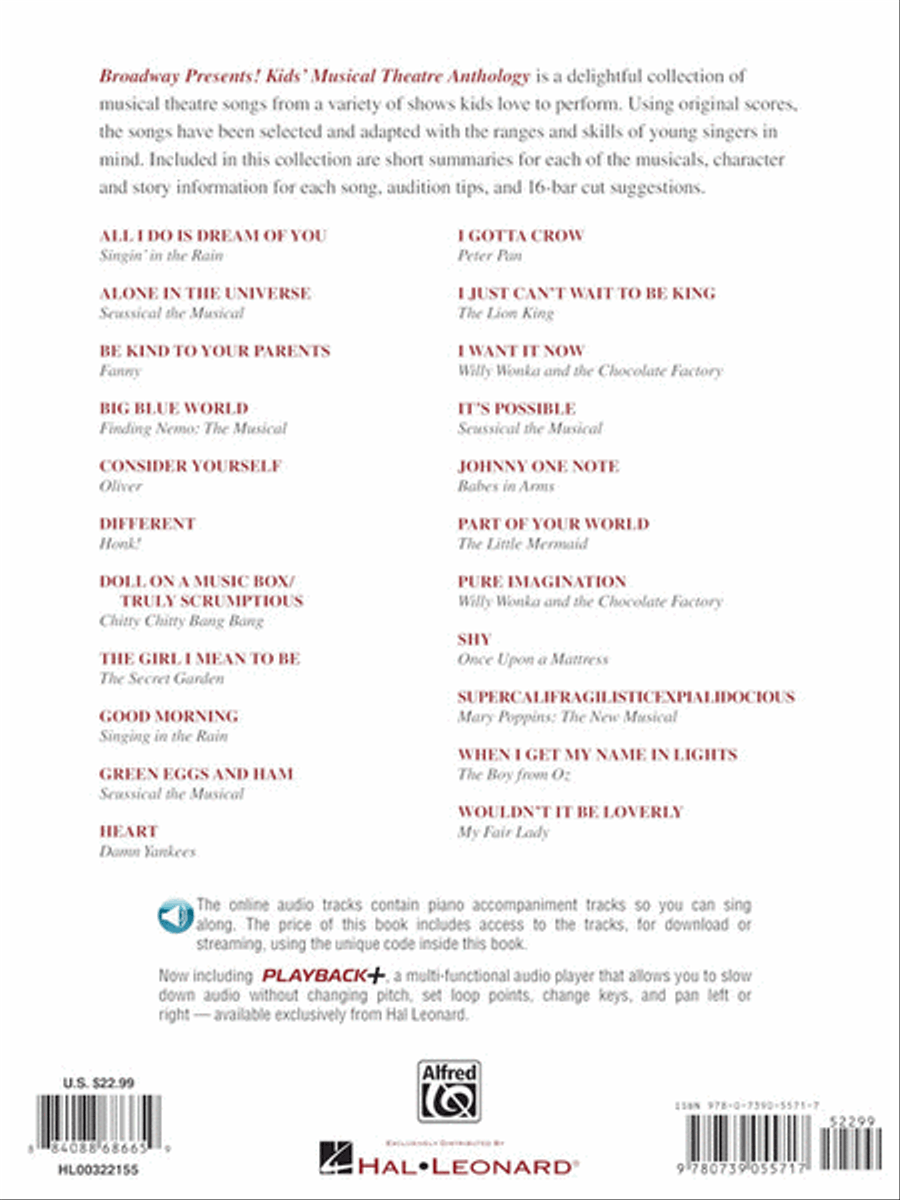 Broadway Presents! Kids' Musical Theatre Anthology Voice scores gallery preview page 7