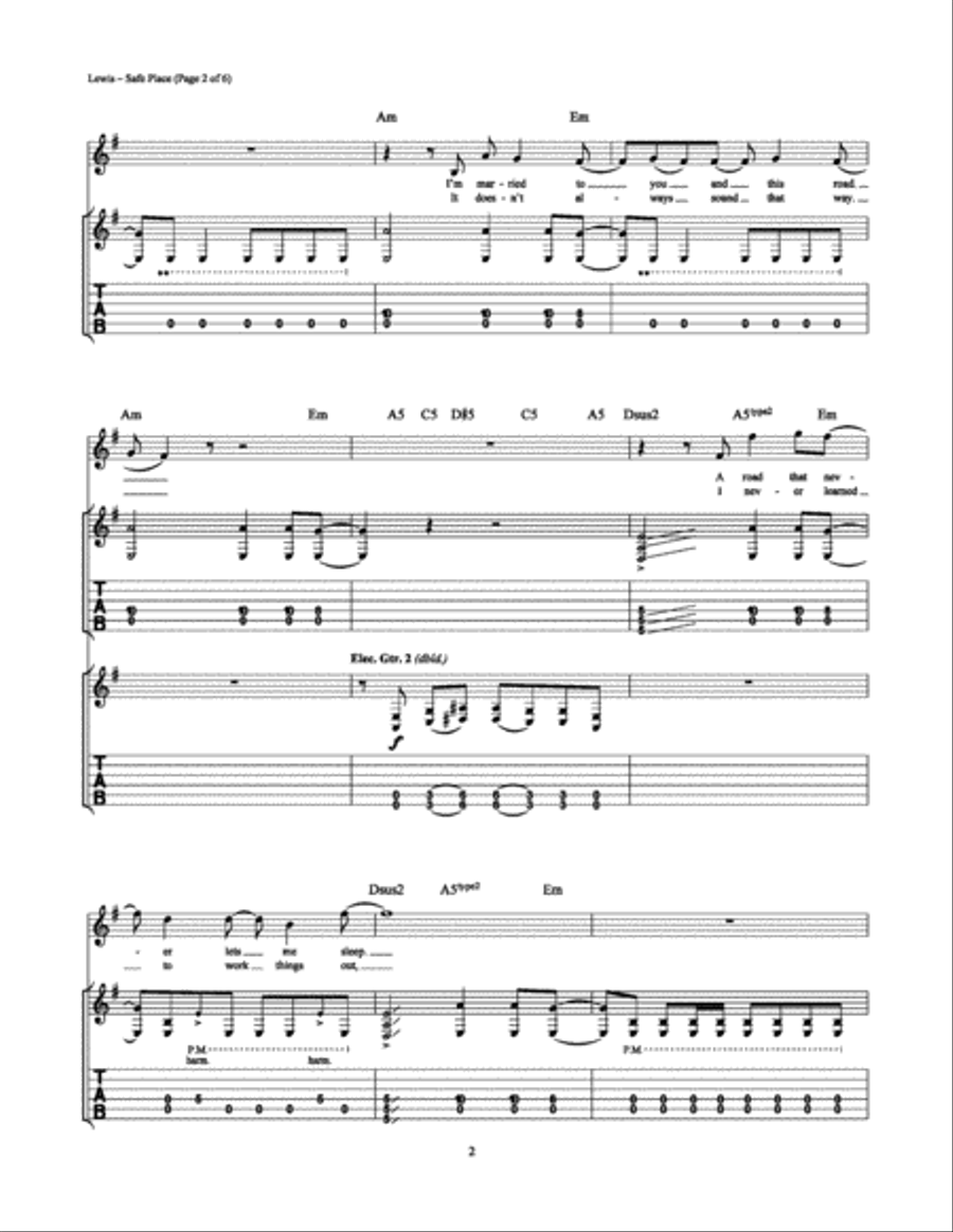 Safe Place Safe Place Electric Guitar scores gallery preview page 2