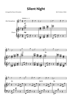 Silent Night - Alto saxophone and piano with chord symbols