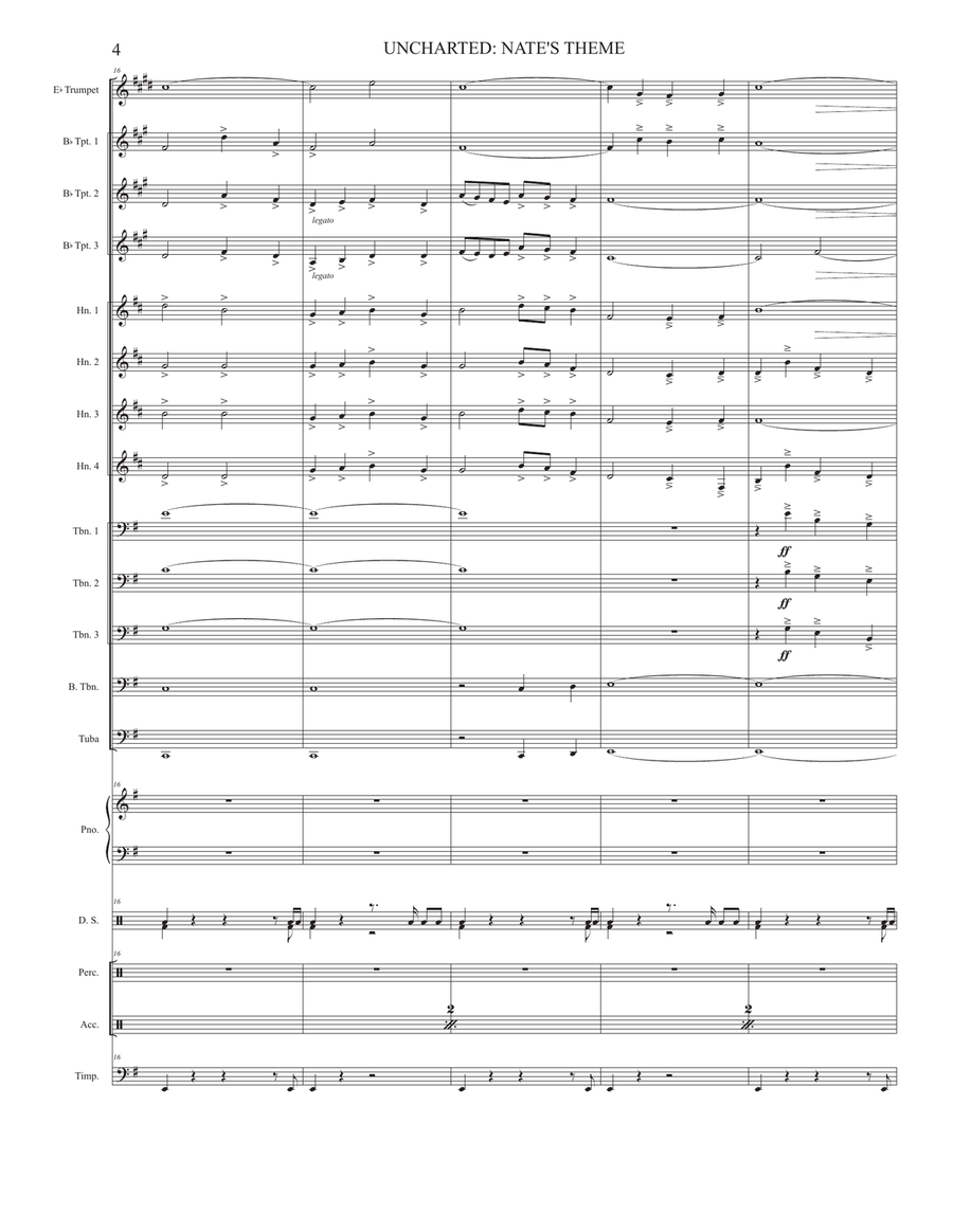 Uncharted: Nate's Theme Brass Ensemble scores gallery preview page 4