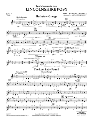 Two Movements from Lincolnshire Posy (arr. Michael Sweeney) - Pt.2 - Violin